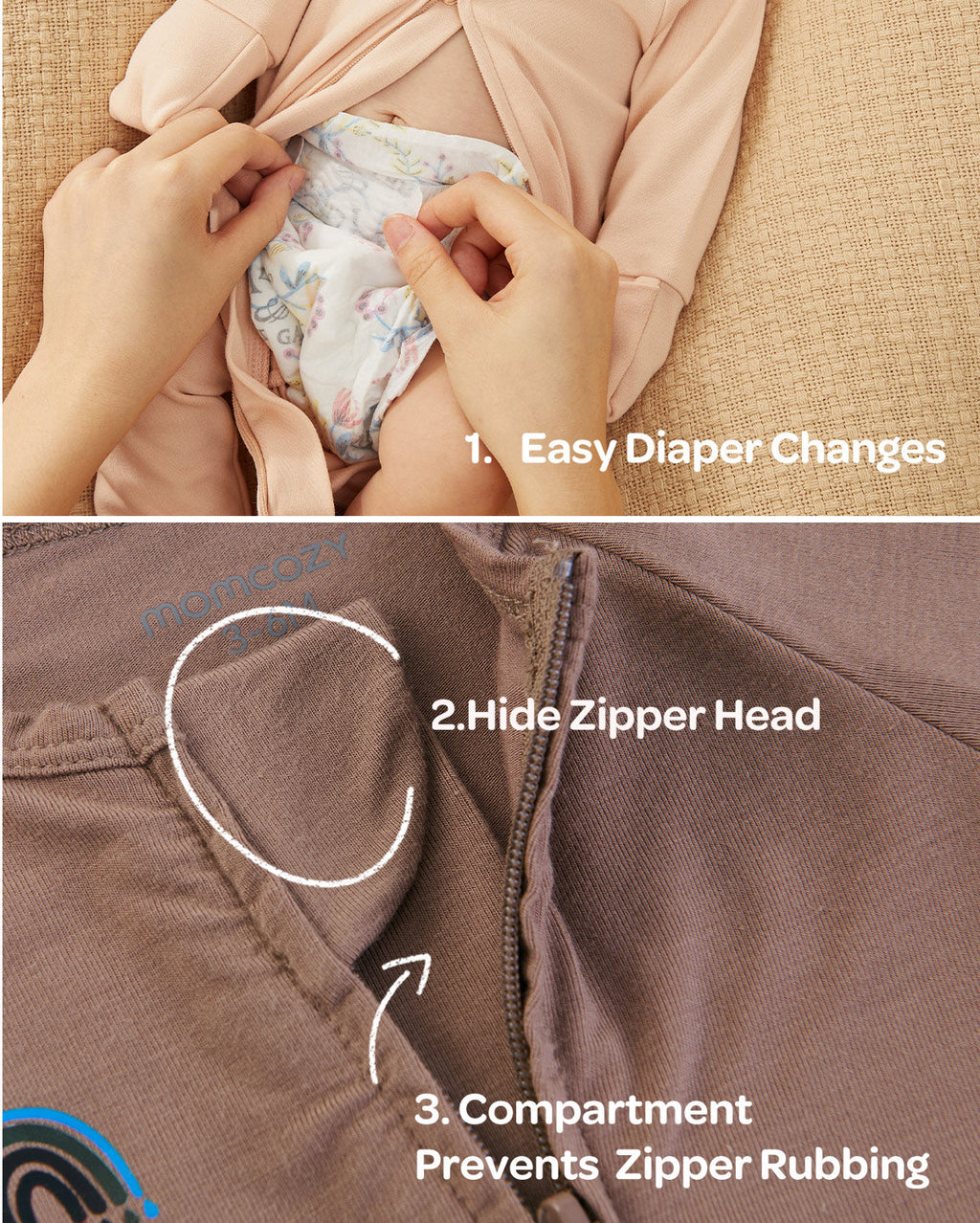 Momcozy Boy Girl Baby Pajamas - Newborn Sleepers - Blue & Grey