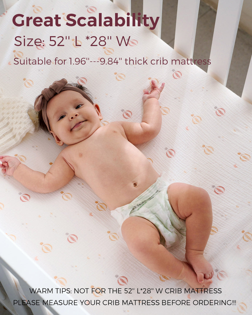 Momcozy Muslin Fitted Crib Sheets - 2 sizes - Green & Grey