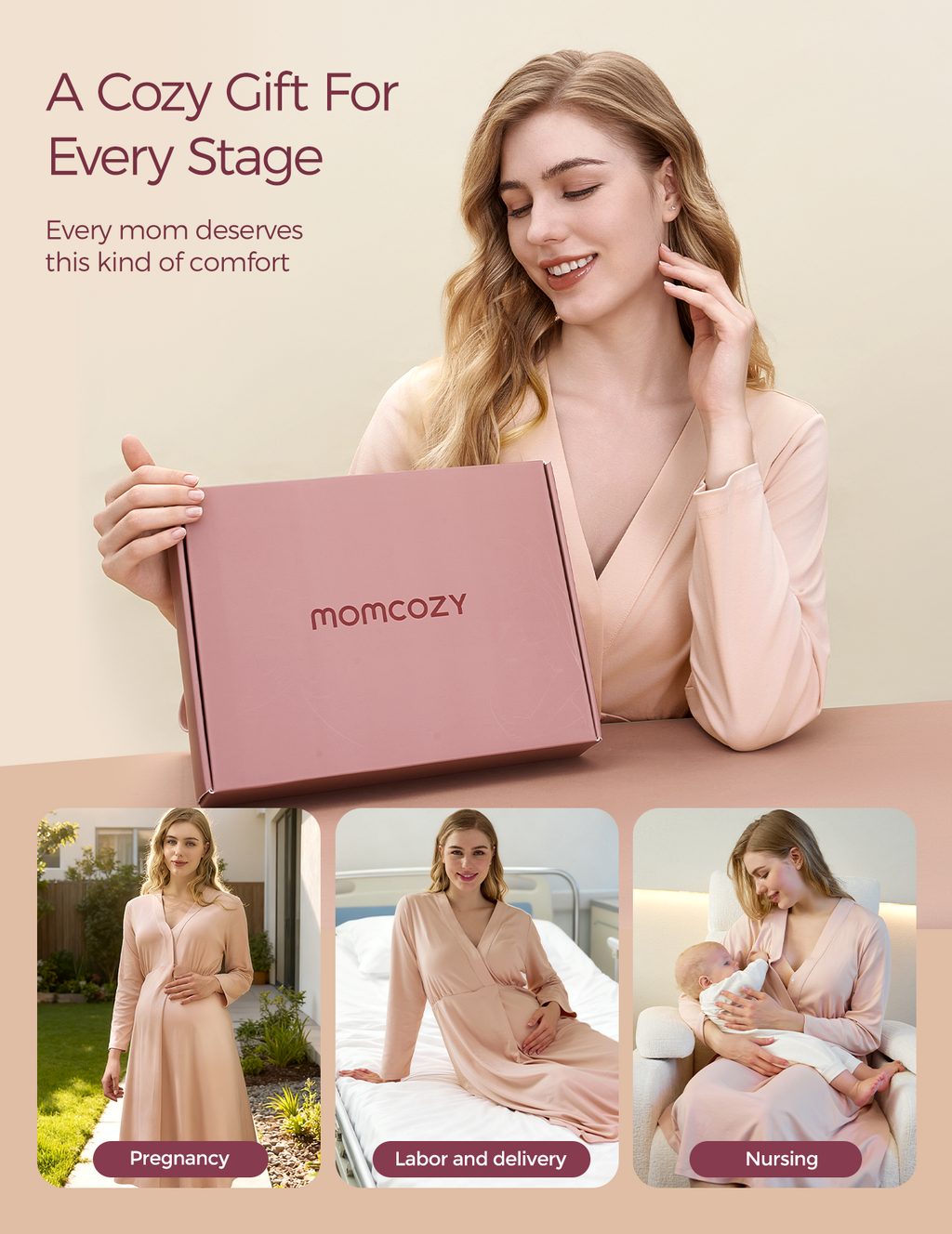 Momcozy Womens Nursing Maternity Nightgown for Breastfeeding