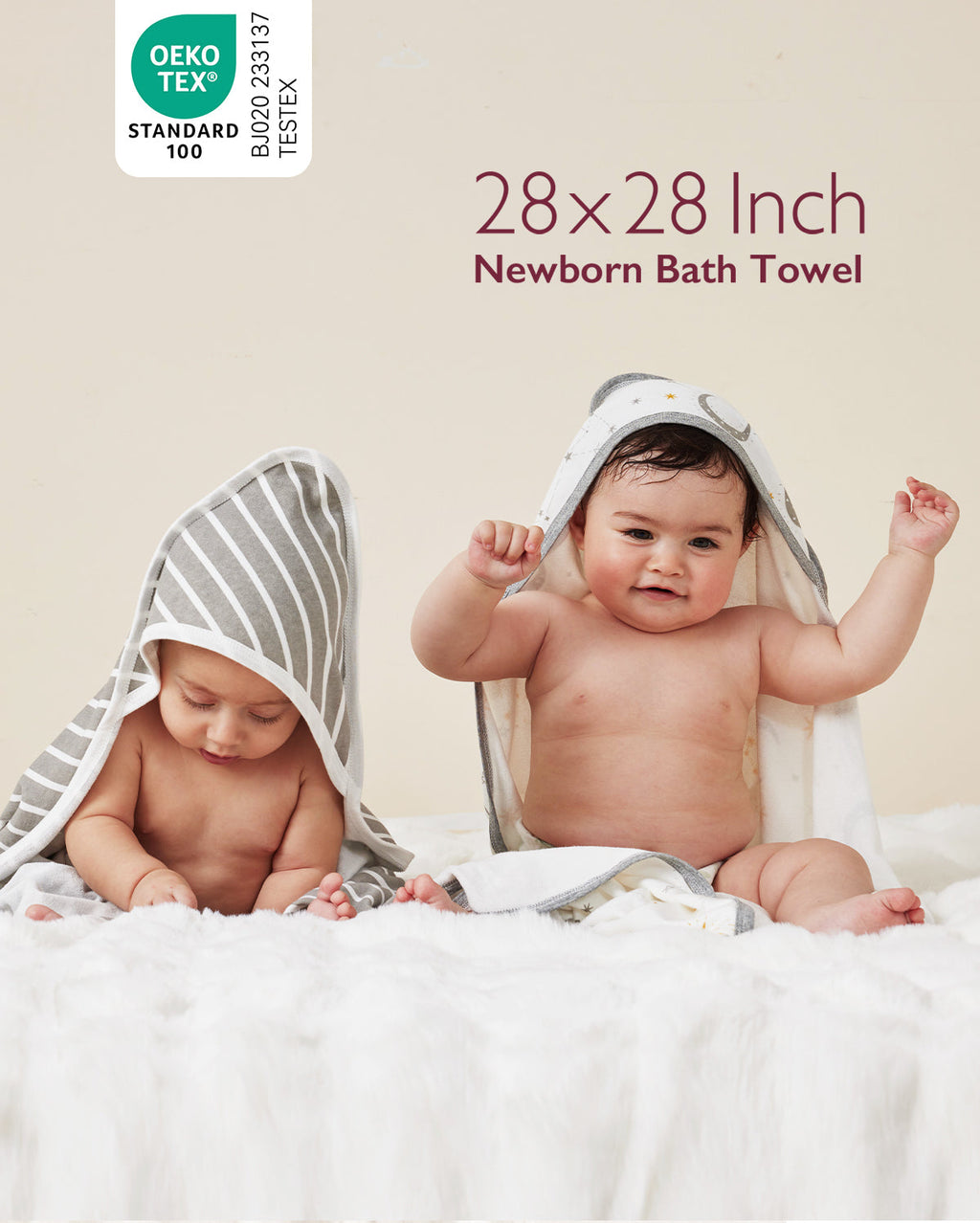 Baby Hooded Towel for Newborn Shower - 2-Pack