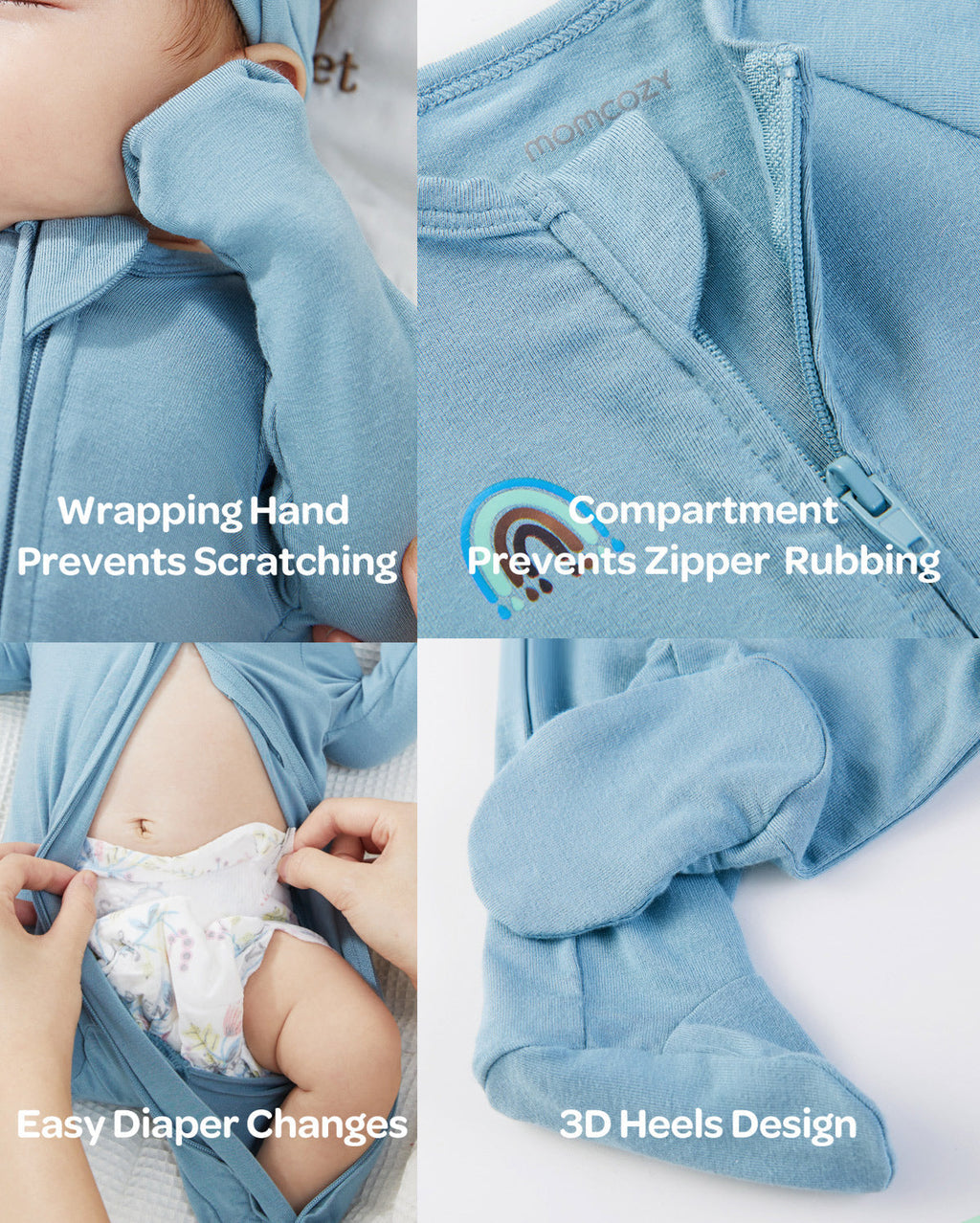 Momcozy Boy Girl Baby Pajamas - Newborn Sleepers - Dull Brown & Pinkish Grey