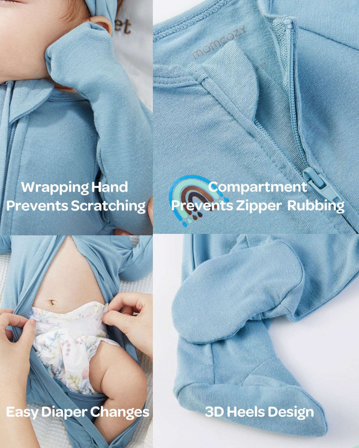 Momcozy Boy Girl Baby Pajamas - Newborn Sleepers - Dull Brown & Pinkish Grey