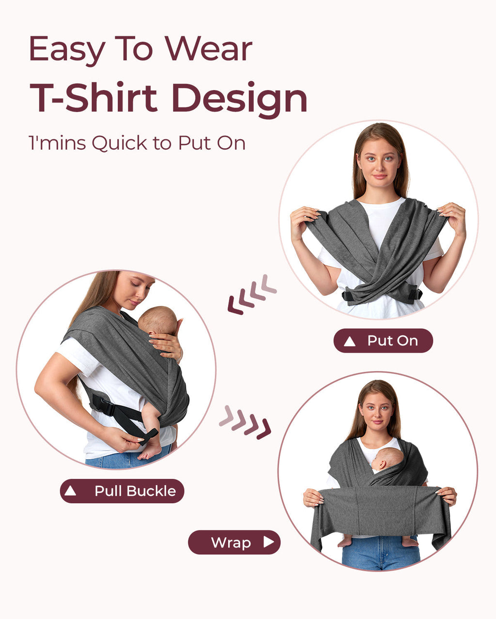 Easy to Wear Hands Free - Baby Wrap Carrier