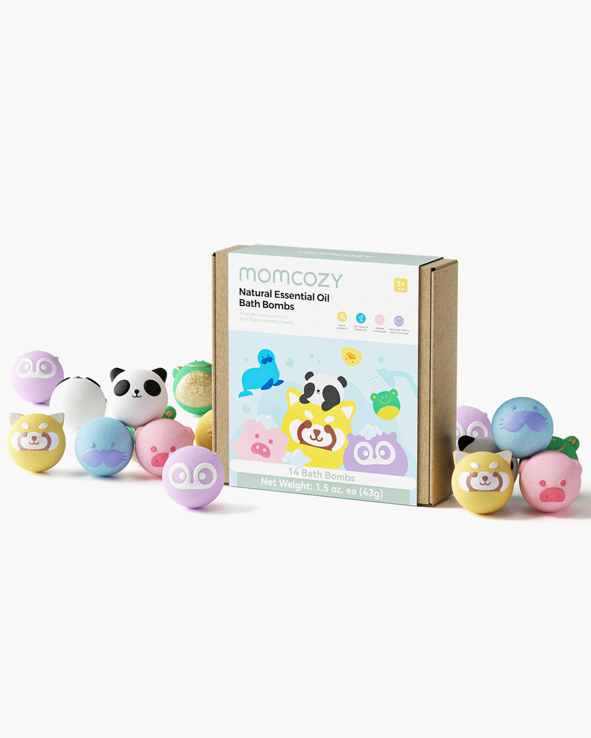 Momcozy Natural Essential Oil Bath Bombs with 7 Cute Animal Shapes(14 Pcs)
