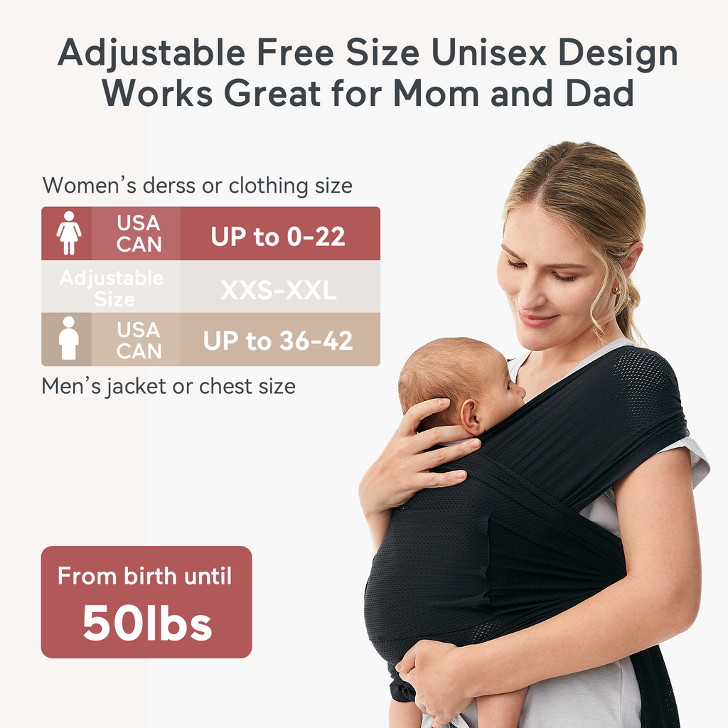 Easy to Wear Hands Free - Baby Wrap Carrier